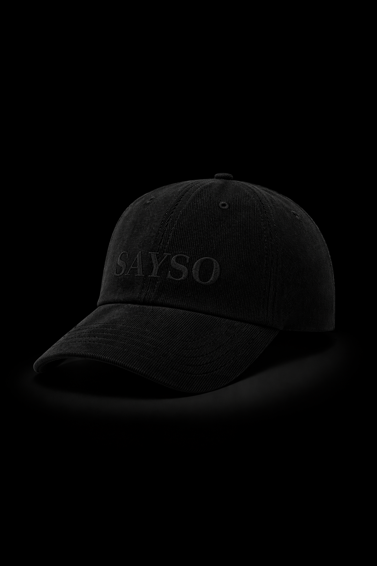 SAYSO Corduroy Cap in black, Stealth stitch